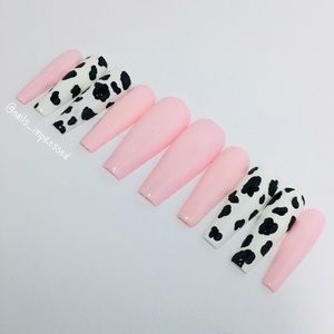 Cow print cowgirl press on nails